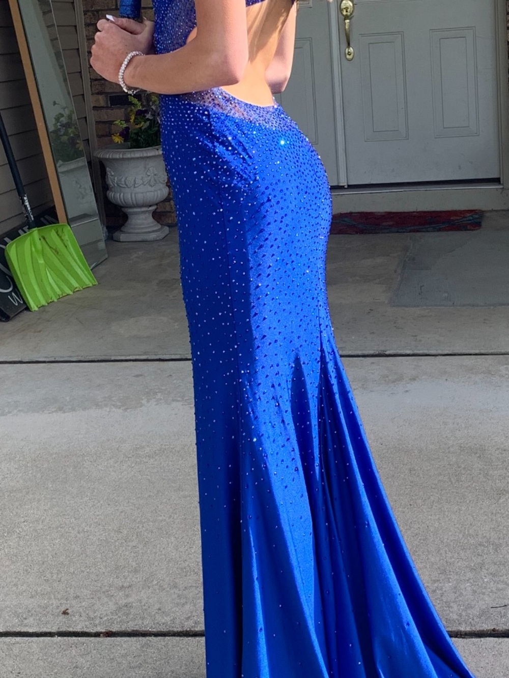 Elegant Royal Blue Beaded Evening Gown